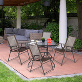 Giantex Set of 4 Patio Folding Sling Chairs Steel Camping Deck Garden Pool Backyard Chairs Giantex