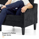 VINGLI Mid-Century Modern Loveseat Sofa Couch, Living Room 53" Love Seat 2 Seater Upholstered Comfy Couches with Scooped Armrest for Small Spaces, Dorm, Bedroom, Apartment, Office (Black) VINGLI