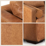 Poly & Bark Napa 82" Leather Pull‑Out Sleeper Sofa – Full‑Grain Italian Leather Upholstery,Tri‑Layer Mattress & Storage Console –Sophisticated Multi‑Functional Sofa Bed for Living Rooms & Guest Spaces POLY & BARK