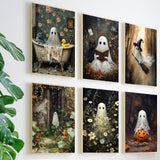 6 Packs Ghost Paint by Number for Adults Unframed,Halloween DIY Adult Painting by Numbers Kits on Canvas,Easy Acrylic Ghost Paint Kit Beginners for Home Decor 12x16 Inch Canrichshop