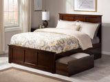 Atlantic Furniture AR8646114 Madison Platform Bed with Matching Foot Board and 2 Urban Bed Drawers, Queen, Walnut AFI