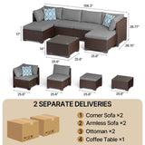 Gizoon 7 Pieces Outdoor Patio Furniture Set, All-Weather PE Rattan Wicker Sectional Sofa Seating with Waterproof Cushions and Coffee Table, Outdoor Conversation Set for Garden, Backyard, Balcony Gizoon