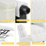 Topeakmart Boucle Recliner Sofa Push Back Recliner Chair Adjustable Modern Single Reclining Chair Upholstered Sofa with Pocket Spring Living Room Bedroom Home Theater White Topeakmart