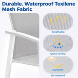 11-Piece Aluminum Outdoor Patio Dining Sets with Fully Assembled Dining Chair，91.3"L×39.4"W Expandable Patio Table and Chairs Set for 10, Stackable Chairs with Quick-Drying Fabric for Outdoor, White Wisteria Lane