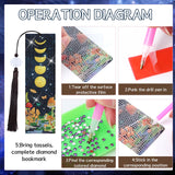 Sitsink Mushroom Diamond Art Kits - 6 Pcs Crescent Moon Mushroom Diamond Art Bookmarks with Tassels, Acrylic Bookmark Diamond Painting Kits for Adult, Boho Diamond Book Markers Sitsink