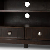 SIMPLIHOME Acadian SOLID WOOD Universal TV Media Stand, 60 inch Wide, Farmhouse Rustic, Living Room Entertainment Center with Storage, for Flat SIMPLIHOME