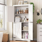 Pantry Cabinet,68'' Kitchen Pantry Storage Cabinet with 4 Doors and Adjustable Shelves, Farmhouse Tall Food Large Wood Pantry Storage Furniture for Kitchen Dining Room,White Jocoevol