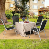 Giantex Set of 4 Patio Chairs, Stackable Outdoor Dining Chairs, 330 LBS Capacity, All Weather Resistant, Heavy Duty Rustproof Metal Armchairs, Lawn Chairs for Front Porch Yard Pool Garden Giantex
