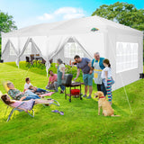 COBIZI 10x30 Canopy Party Tent with 8 Walls 10x30 Pop Up Tent for Parties Waterproof UPF 50+ Outdoor Commercial Event Tent for Party Backyard Gazebo Canopy with Sidewalls & Sandbags(White,10x30ft. COBIZI