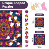 Purple Mandala Wooden Puzzles, 500 Pieces Jigsaw Puzzles 15.9'' x15.9'', Unique Design Liberty Wooden Puzzles for Adults and Kids, Family Game Gift Royal Size delobil