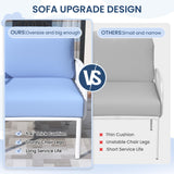 UDPATIO Resin Oversized Patio Furniture Set, Modular DIY Outdoor Sectional Sofa Set, All Weather UV Patio Conversation Set with 5.4'' Thick Cushion for Backyard, Deck, 8pcs Blue White UDPATIO