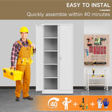 Firstsky Metal Garage Storage Cabinet with Lock, 71" Lockable Garage Cabinet with Doors and Shelves, Steel Lockable File Cabinet, Locking Tool Cabinets for Home, Office, Garage(White, 71 inch) Firstsky