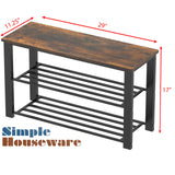 Simple Houseware Wood Top Shoe Storage Bench for Entryway, Rustic Brown Simple Houseware