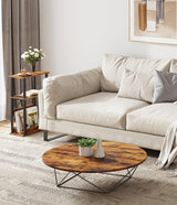 VIMBER Narrow Side Table with Charging Station, 2 Set of Skinny End Table for Small Spaces, Sofa Beside Table with Storage Shelf, Slim Nightstand with USB Ports Outlet, Rustic and Brown VIMBER