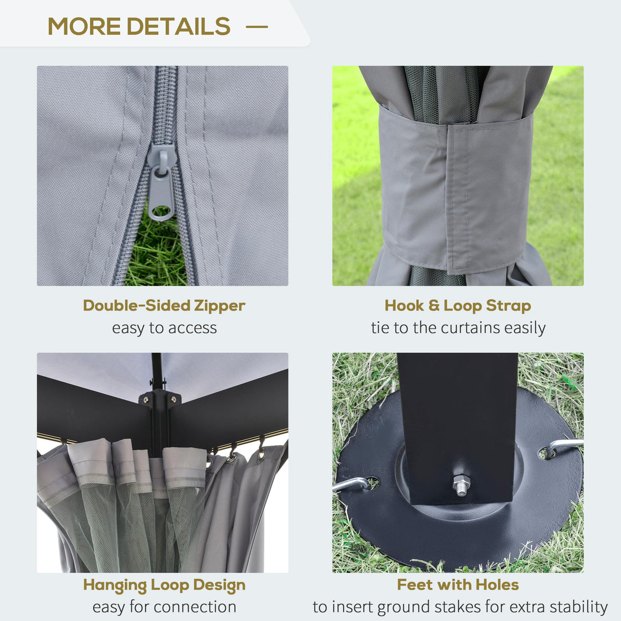 Outsunny 10' x 13' Patio Gazebo, Aluminum Frame, Outdoor Gazebo Canopy Shelter with Netting & Curtains, Garden, Lawn, Backyard and Deck, Gray Outsunny