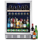 Kalamera Mini Fridge 24” Beverage and Wine Cooler Built-in or Freestanding - 118 Cans & 16 Bottles Capacity Wine Refrigerator Cooler Kalamera