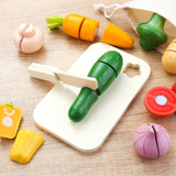Cutting Vegetable Set - Wooden Play Food Kitchen Accessory, Multi - Pretend Play Accessories, Wooden Cutting Fruit Toys for Toddlers and Kids Ages 3+ umu
