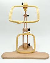 Nurge Adjustable Embroidery Table Stand and Embroidery Hoop Small-Medium , Cross Stitch Hoop Stand, Embroidery Hoop Holder. Hand Polished Natural Wood (Stand + No:2-3) Nurge
