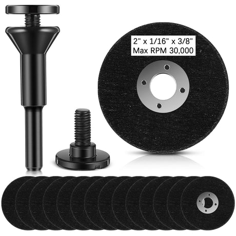 Lasnten 50 Pack 2 Inch Die Grinder Cut-Off Wheel and 3/8 in Arbor Hole 1/4in Stem Mounting Mandrel Holder Accessories for Air Grinders Drill Rotary Tool, Mini Metal Cutting Wheels Cutter Discs Lasnten