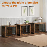 Wooden Dog Kennel Furniture, Heavy Duty Dog Cage, 40" Dog Kennel with Double Doors, Dog Crates for Large Dogs, Rustic Brown SMEFNOS