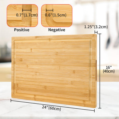 Extra Large XXXL Bamboo Cutting Board 24 x16 Inch, Largest Wooden Butcher Block for Turkey, Meat, Vegetables, BBQ, Over the Sink Chopping Board with