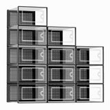 Kuject Large Shoe Organizers Storage Boxes for Closet, 12 Pack Clear Plastic Stackable Storage Bins with Lids, Under Bed Shoe Containers for Entryway, Drop Front, Fit up to Women's Size 10,Black Kuject