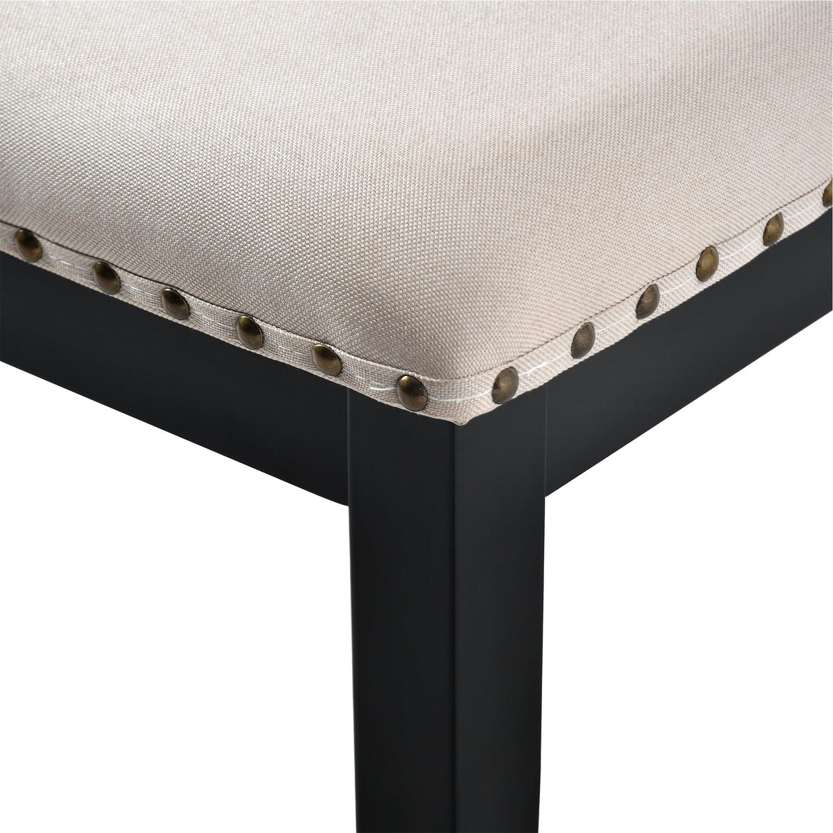 Merax 6-Piece Dining Table Set, 60" Solid Wood Rectangular Table with 4 Upholstered Chairs and 1 Bench, Modern Farmhouse for Kitchen Room, Black Merax