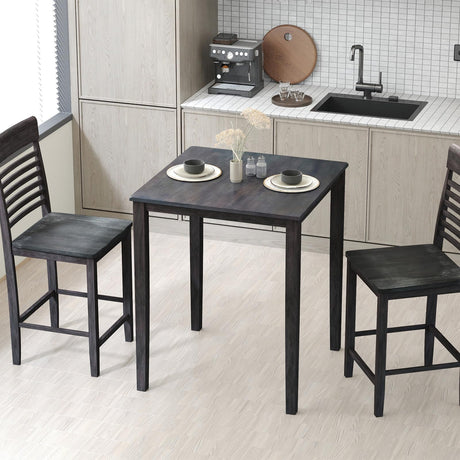 Giantex Square Dining Table with Solid Wood Frame, 220lbs Capacity, 30"x30"x36" Kitchen Table for 4-Person, Counter Height Bar Tables for Small Space, Dining Room, Living Room, Pub, Apartment, Grey Giantex