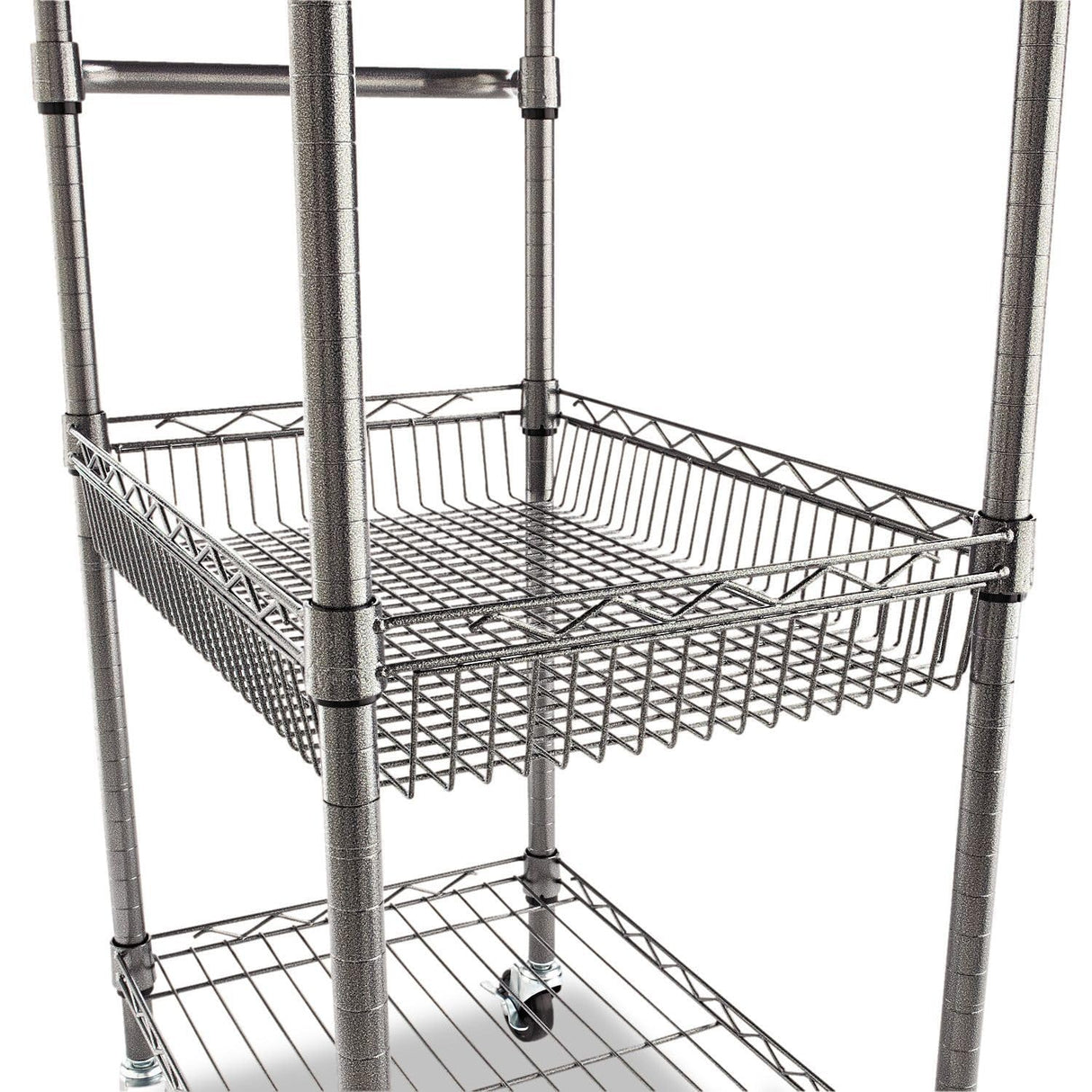 Alera ALESW342416BA 28 in. x 16 in. x 39 in. 500-lb. Capacity Three-Tier Wire Rolling Cart - Black Anthracite Alera