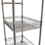 Alera ALESW342416BA 28 in. x 16 in. x 39 in. 500-lb. Capacity Three-Tier Wire Rolling Cart - Black Anthracite Alera
