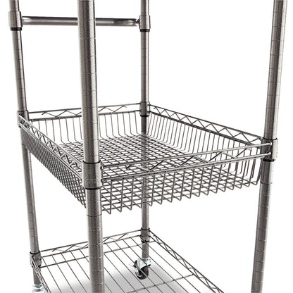 Alera ALESW342416BA 28 in. x 16 in. x 39 in. 500-lb. Capacity Three-Tier Wire Rolling Cart - Black Anthracite