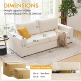 ELUCHANG 85" Modern Sofa Couches for Living Room, 3 Seater Sofa, Natural Linen Deep Seat Sofa with Upholstered Cushion&Detachable Cover, Comfy Sofa Couch for Small Space, Apartment, Cream ELUCHANG