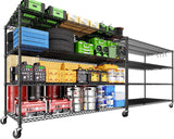 PrimeZone 60" W x 24" D x 76" H Heavy Duty Wire Storage Shelves with Wheels, 4 Tier Adjustable NSF Certified Garage Shelving Unit, Rolling Metal Organizer Shelf Rack for Warehouse, Pantry, 2 Packs PrimeZone