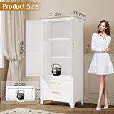 GAIOUS Steel Pantry Cabinet, 71" Metal Storage Cabinets with 2 Doors, 2 Adjustable Shelf and 2 Drawers, Freestanding Storage Cabinet for Bedroom, Kitchen, Living Room, Home Office (White) GAIOUS