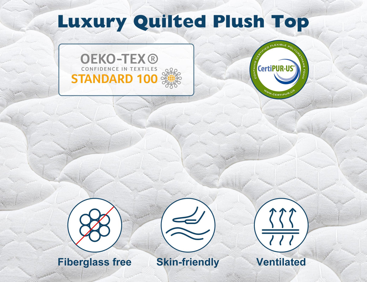 Maxzzz King Mattress in a Box 14 Inch Bamboo & Gel Infused Memory Foam Pocket Spring Hybrid Mattress - Medium Firm - Pressure Relief - CertiPUR-US Certified Maxzzz