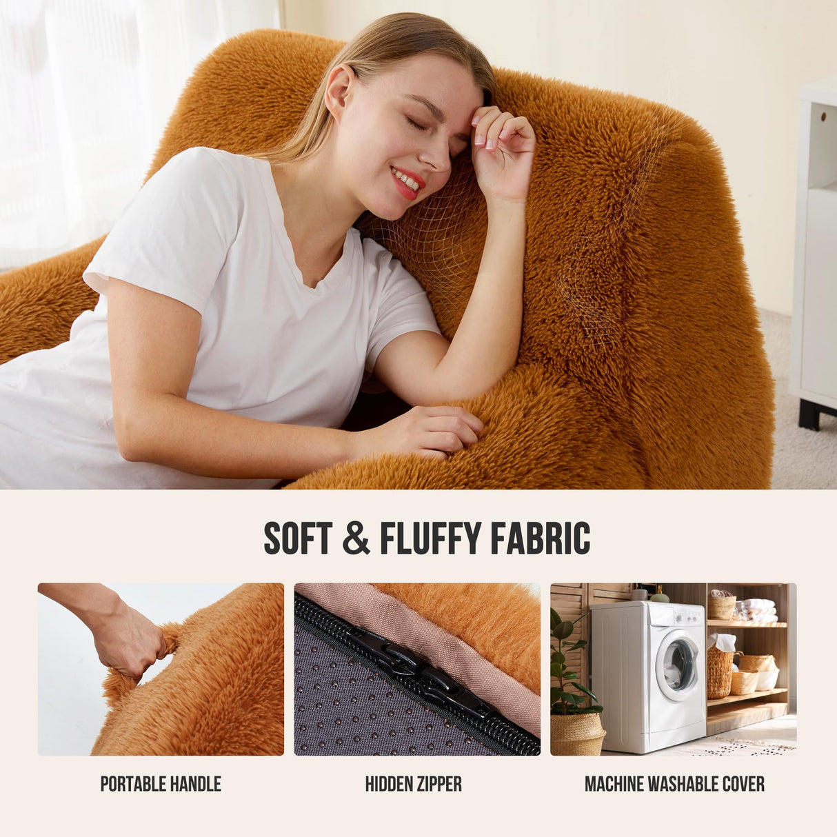 Hobestluk Bean Bag Chair Giant Bean Bag Chairs for Adults, Bean Bag Sofa Chair with Armrests, Oversize Beanbag Couch Comfy Chair for Bedroom, Living Room, Dorm and Office Hobestluk