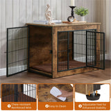 Wooden Dog Kennel Furniture, Heavy Duty Dog Cage, 40" Dog Kennel with Double Doors, Dog Crates for Large Dogs, Rustic Brown SMEFNOS