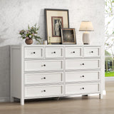 Farmhouse 10 Drawers Dresser for Bedroom, White Dresser Chest of Drawers, Wood Storage Dressers with Deep Drawers and Metal Handle, Wide Modern Dressers & TV Stand for Living Room, Closet, Hallway Gyfimoie