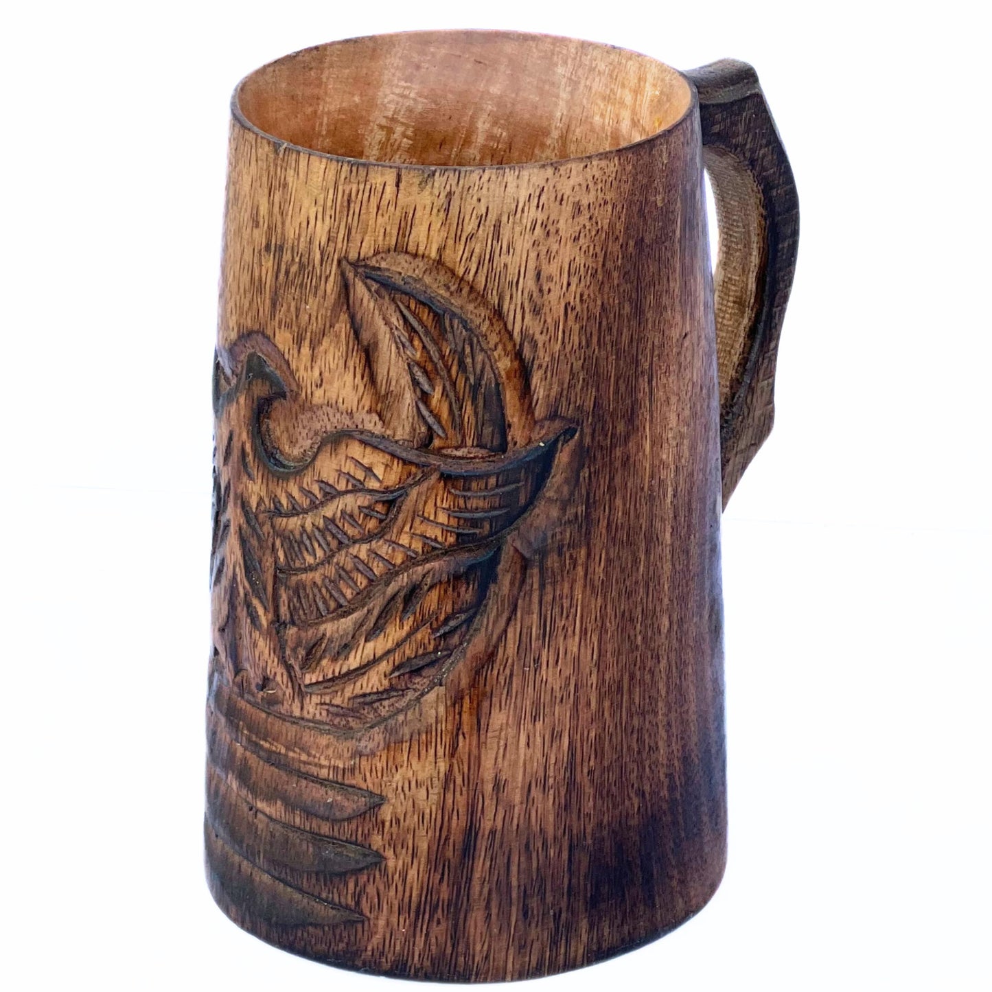 collectiblesBuy Authentic Retro Rustic Brown Hand Carved Eagle Design Embossed Large Wooden Beer Tankard Mug Food Safe for Home and Restaurants Parties Housewarming Toast Celebrational - WoodArtSupply