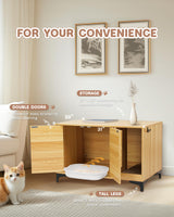 JubiNatural Cat Litter Box Enclosure,Stylish Hidden Litter Box Furniture, Modern Cat Litter Furniture Cabinet, Side End Table, Cat House with Scratch Pad, for Living Room, Bedroom, Entry Foyer JubiNatural