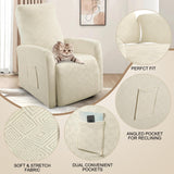 SearchI Recliner Chair Cover Jacquard Chair Covers 4 Piece, Small Recliner Sofa Slipcover for Home Theater Seating with Elastic Bottom, Recliner Protector with Pocket for Recliners, Beige SearchI