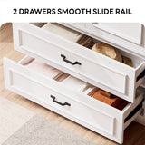 LIKIMIO Armoire Wardrobe Closet with 2 Doors and 2 Drawers 70" H x 36" W Wooden Bedroom Freestanding Wardrobe Combination for Hanging Clothes, White LIKIMIO