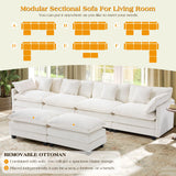 149.2" Modular Sectional Sofa,U Shaped Couch for Living Room,Modern Deep Seat Sofa 3 Seater Chenille Fabric Comfy Cloud Couches with Throw Pillows & Movable Ottoman Hanherry