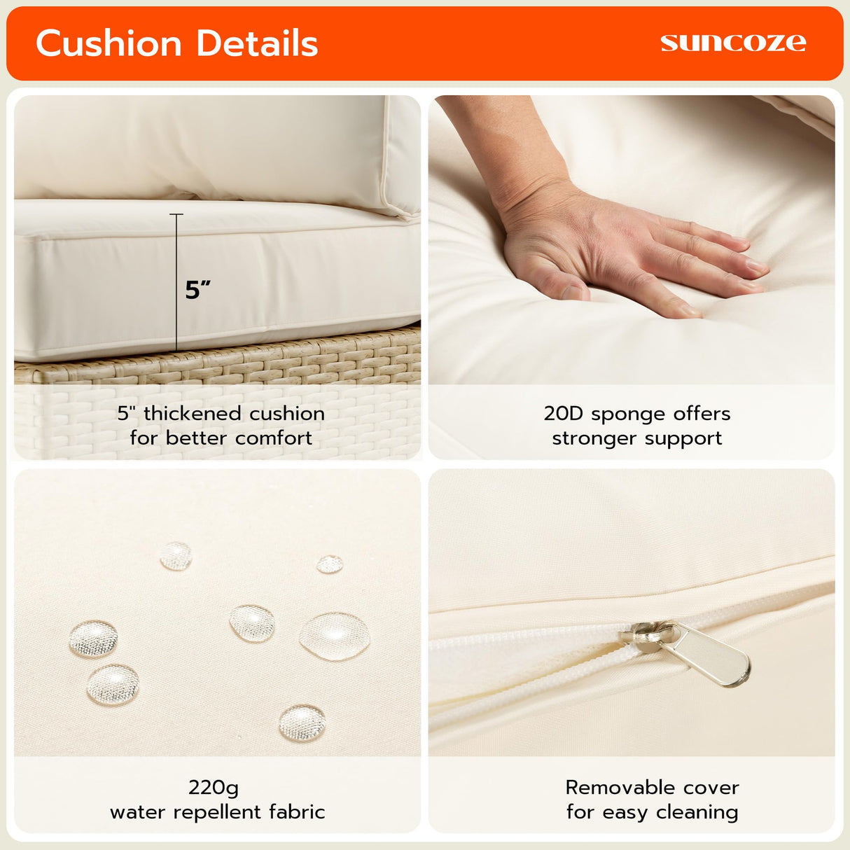 SUNCOZE 8 Pieces Outdoor Patio Furniture Sets, Outdoor Sectional Furniture PE Rattan Wicker Sofa Set, All Weather Patio Conversation Set with Cushion and Ottoman for Deck, Lawn and Pool SUNCOZE