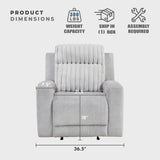 Lexicon Modern Recliner Chair for Living Room, Manual Wall Hugger Textured Microfiber Reclining Chair, Plush Corduroy Channel Seat Back, Manual Recliner, Light Gray Lexicon
