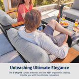 EAST OAK Signature 4 Pieces Patio Furniture Set, Outdoor Furniture with Aluminum Frame, Deep Seating Outdoor Loveseat and Coffee Table, Modern Patio Conversation Set for Porch and Balcony, Dark Grey EAST OAK