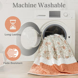 Madison Park 100% Cotton Quilt Set Floral Print, Double Sided Stitching, All Season, Lightweight Coverlet Shabby Chic Bedding Layer, Matching Shams, Full/Queen, Coral 6 Piece Madison Park