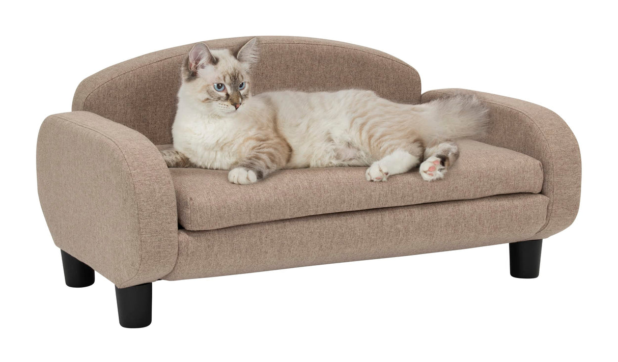 Paws & Purrs Modern Pet Sofa 31.5" Wide Low Back Lounging Bed with Removable Mattress Cover in Espresso/Sand Paws & Purrs