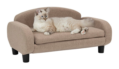 Paws & Purrs Modern Pet Sofa 31.5" Wide Low Back Lounging Bed with Removable Mattress Cover in Espresso/Sand - WoodArtSupply