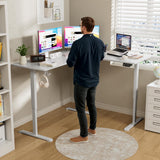 Furmax L Shaped Standing Desk Adjustable 63 x 55 Inch Corner Stand up Desk Electric Standing Computer Workstation with Preset Heights (White) Furmax